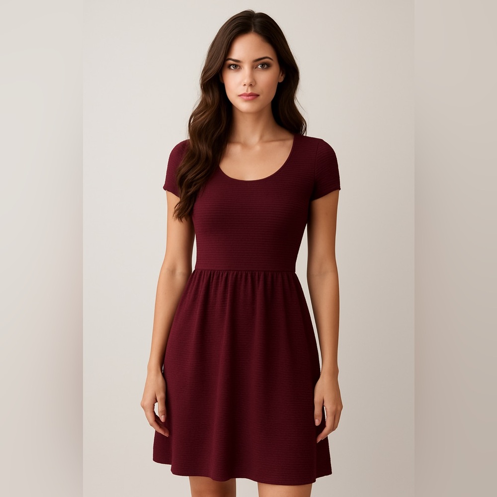 Tristan Ponte Knit Burgundy Dress Sz M